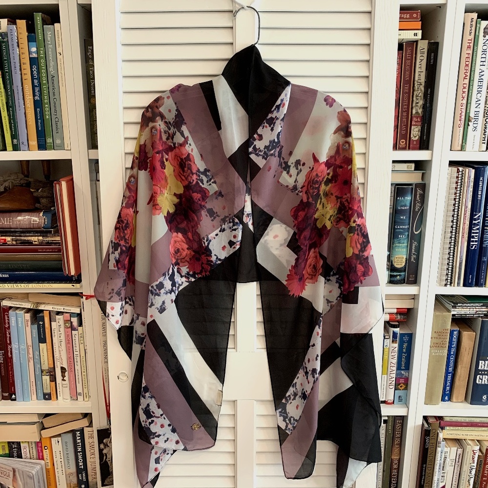 Adrienne Vittadini Multi Color Flower Print Scarf/Wrap